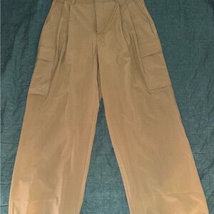 GAP Tan Track Pants with Relaxed Fit and Pleats